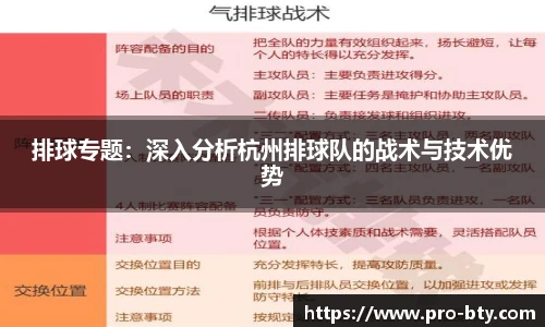 排球专题：深入分析杭州排球队的战术与技术优势